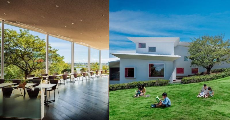 Không gian cà phê và sân đọc ngoài trời.